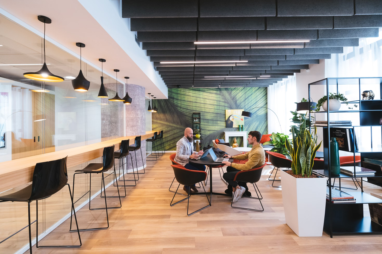 employees work in smart and modern office